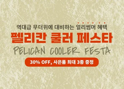 바랜 카키색 바탕의 홍보 그래픽. 30% OFF, 사은품 최대 3종 증정